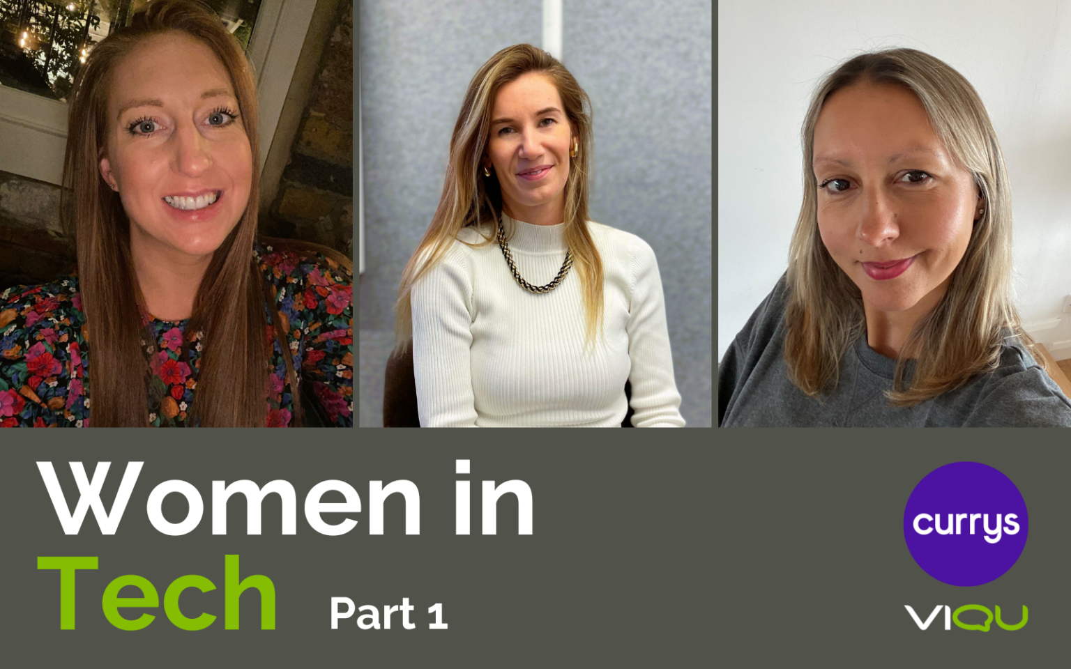 Image featuring three women in tech - Philippa Smith, Nia Williams, Diane Spindley