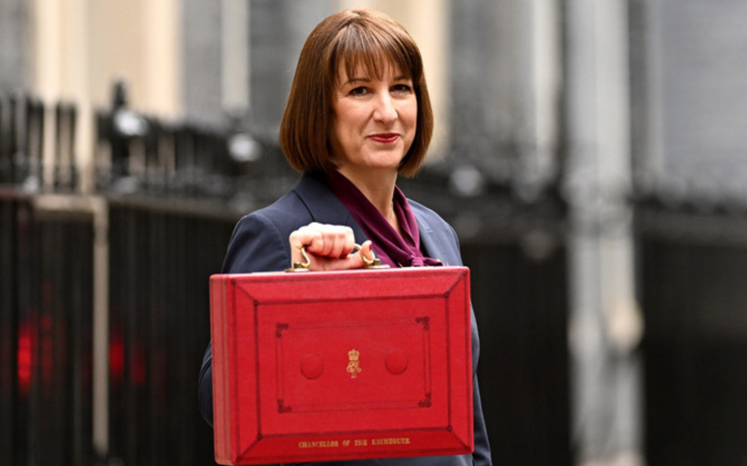 Rachel Reeves with the famous Chancellor's red box which includes the Autumn Budget 2024