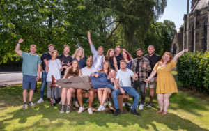 VIQU IT team photo of us having fun, posing and having a good work-life balance in recruitment